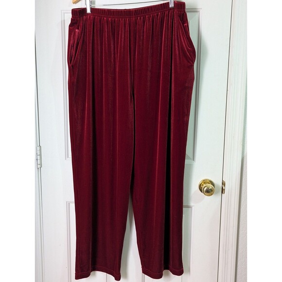 VTG Preview International Velour Track Suit Womens 3X Red Pockets Stretch V Neck - Picture 8 of 11
